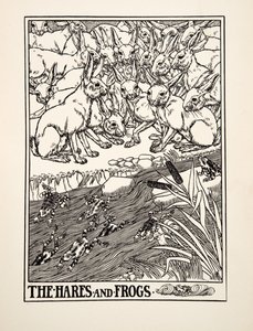 The Hares and Frogs ، من مائة حكاية إيسوب ، حانة 1903