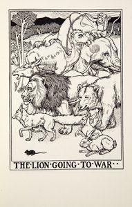 الأسد ذاهب إلى الحرب ، من Fontaine Fables ، حانة. 1905