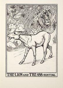 الأسد والحمار ، من Fontaine Fables ، حانة. 1905 بواسطة بيرسي جيه. بيلينجشيرست