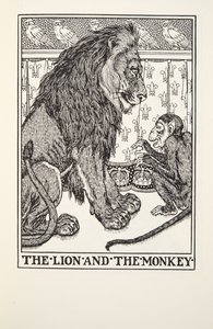 الأسد والقرد ، من Fontaine Fables ، حانة. 1905