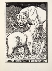 الأسد والدب ، من Fontaine Fables ، حانة. 1905