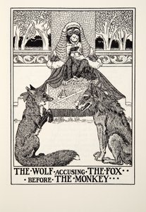 الذئب يتهم الثعلب قبل القرد ، من Fontaine Fables ، حانة. 1905