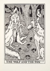 الذئب والثعلب ، من Fontaine Fables ، حانة. 1905