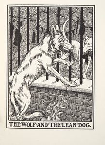 الذئب والكلب العجاف ، من Fontaine Fables ، حانة. 1905 (نقش) بواسطة بيرسي جيه. بيلينجشيرست