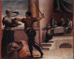 سالومي وقطع رأس القديس يوحنا المعمدان (زيت على قماش ، حوالي 1535) بواسطة Perino del Vaga
