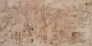 دراسات المحاربين والفرسان والأسود ، 1528-1533 بواسطة Perino del Vaga