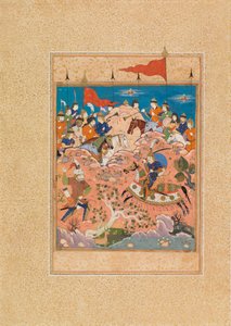 Battle Battle (مرحاض وغواش على الرق) بواسطة المدرسة الفارسية