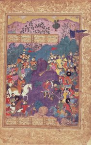 موت اسفنديار ، من "الشاهنامه" (كتاب الملوك) للفردوسي (ورق) بواسطة المدرسة الفارسية