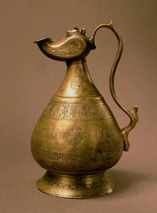 وقع النور رافا (؟) ابن سعد ، خراسان ، إيران ، 1190 (586 هجري) (نحاسية مطعمة بالفضة والنحاس الأحمر)
