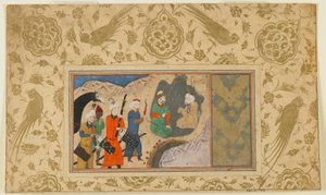 الورقة من نص مجهول ؛ اسكندر (؟) يزور الناسك ، إيران ، ج 1500 (ألوان مائية مبهمة ، حبر وذهب على ورق) بواسطة المدرسة الفارسية