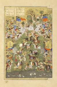 الفارسي 239 fol.430b Talhand في معركة ضد أخيه ، رسم توضيحي من Shahnama (كتاب الملوك) ، بقلم أبو القاسم منصور فردوسي (c.934-c.1020) ، 1444 بواسطة المدرسة الفارسية