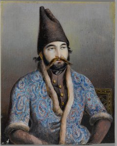 صورة شخصية نبلاء أو ملكية ، ربما محمد شاه قاجار (حبر ومبهم على العاج أو القشرة)