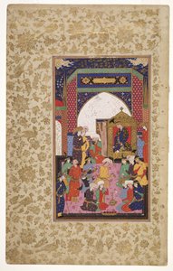 سجين أمام الشاه، حوالي عام 1650 (ألوان مائية غير شفافة وذهبية على ورق) بواسطة المدرسة الفارسية