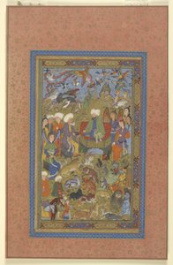 سليمان وبلقيس عرش ، ج .1590-1600 بواسطة المدرسة الفارسية