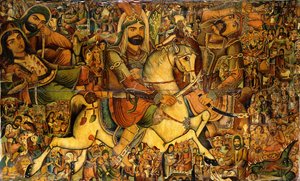 معركة كربلاء ، القرن التاسع عشر بواسطة المدرسة الفارسية