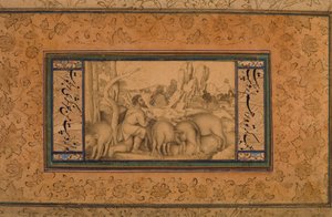 الابن الضالع ، c.1600 (مرحاض غامق وحبر على ورق) بواسطة المدرسة الفارسية