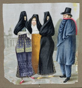 في شوارع ليما ، c.1820 (مرحاض على ورق لباب) بواسطة مدرسة بيرو