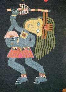 راقصة صوف منسوجة مع عصا ، قبيلة باراكاس (نسيج) (انظر أيضا 231826) بواسطة مدرسة بيرو