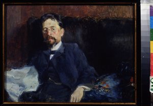 صورة للكاتب أنطون تشيخوف (1860-1904) (صورة المؤلف أ. تشيخوف). لوحة لبيوتر الكسندروفيتش نيلوس (بيير نيلوس) (نيلوس) (1869-1940 / 1943) ، زيت على قماش