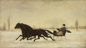 ديفيد مارش في مزلقة تجرها الخيول في منظر طبيعي شتوي ، 1880