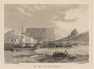 كيب تاون وجبل تابل ، litho من شركة Sarony und Co. ، 1855 (chromolitho)