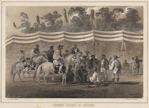 الجنود اليابانيون في الهجرة ، litho بواسطة Sarony und Co. ، 1855 (chromolitho)