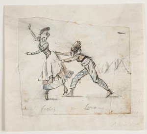 Anine Frölich و Pierre Jean Laurent في مشهد من باليه Galeotti "The Camp of the Gypsies" ، Den kgl. المرحلة الدنماركية