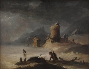 المناظر الطبيعية مع المتزلجين