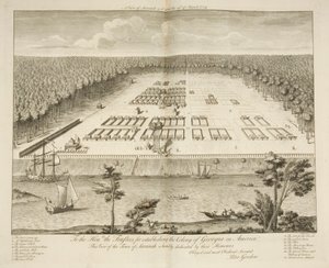 منظر للسافانا كما كانت في 29 مارس 1734 ، نقشها ب.فوردرينير ، لندن ، حوالي 1735 (نقش) بواسطة بيتر جوردون