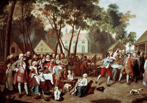 A fair in Grosshesselohe in Germany Village Party. Painting by Peter Jacob Horemans (1700-1776)