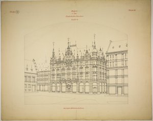 مبنى Rathskeller الجديد ، هاله (Saale) ، ساكسونيا أنهالت ، ألمانيا ، منظور (غير مكتمل)