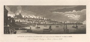 منظر لجزء من لندن كما ظهر في الحريق الكبير عام 1666
