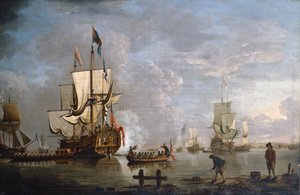 The Morning Gun: HMS Peregrine قبالة روتشستر (زيت على قماش)