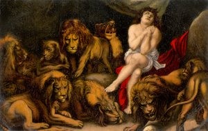 دانيال في عرين الأسد من دانيال الكتاب المقدس (طباعة) بواسطة بيتر بول (بعد) روبنز