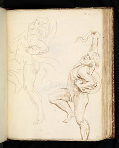 دراستان عن Laocoon ، إحداهما مع الثعابين التي تحولت إلى ستائر (جرافيت وقلم وحبر بني على ورق مضغوط) بواسطة بيتر بول (بعد) روبنز