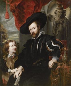 "" صورة للرسام بيتر بول روبنز (1577-1640) وابنه ألبرت (صورة بيتر بول روبنز مع ابنه ألبرت) لوحة من مدرسة بيتر بول روبنز في القرن السابع عشر ألوان زيتية على قماش - روبنشويس أنتويرب