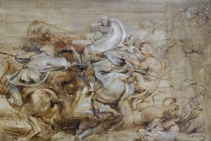 صيد أسد، حوالي 1614-15 (زيت على خشب البلوط) بواسطة بيتر بول روبنز