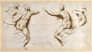 Four female nudes round a basin (pen & ink on paper) بواسطة بيتر بول روبنز