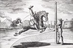 A حصان en Capriole من أطروحة جديدة لتربية الخيول كتبها Winters و Stuterey و Reit-Schul ، نقشها الفنان ، الحانة. 1672 نقش بواسطة بيتر بول تروشيل