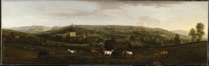 A view of Chatsworth from the south-west (oil on canvas) بواسطة بيتر تيليمانز
