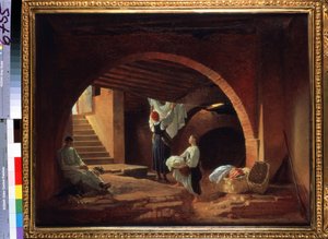 علية أكاديمية الفنون الجميلة في سانت بطرسبرغ (علية أكاديمية الفنون الجميلة في سانت بطرسبرغ). لوحة لحوض بيوتر فاسيليفيتش (1793-1877). زيت على قماش ، 63.5 × 80.2 سم ، حوالي 1831. الفن الروسي في القرن التاسع عشر. الدولة تريتياكوف جا
