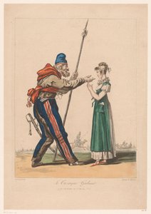 Meisje يضع على Kozak The Galant Cossack. (العنوان على الكائن) Kostuumprenten van Debucourt (عنوان السلسلة) مجموعة أزياء مستمدة من الطبيعة (عنوان السلسلة) بواسطة تشارلز بانس