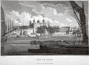 منظر لبرج لندن بالمراكب على نهر التايمز ، حوالي 1790