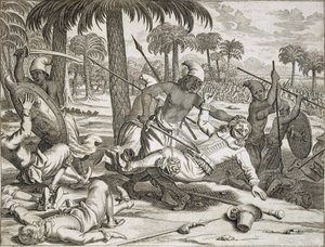 مقتل السيد كوستر على يد السنغاليين ، سيلان سريلانكا ، حانة. 1672. بواسطة فيليب بالدايوس