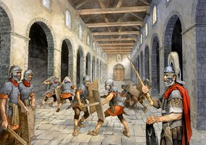 مشاة رومانيون يمارسون القتال ، القرن الثالث ، 1990-2010 بواسطة فيليب كورك