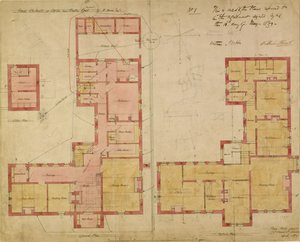 خطط البيت الأحمر ، بيكسلي هيث ، 1859 (قلم وحبر ومرحاض على ورق) بواسطة فيليب ويب