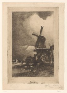 طاحونة هوائية في منظر طبيعي Moulin à vent (العنوان الأصلي) بواسطة جاكوب ماريس