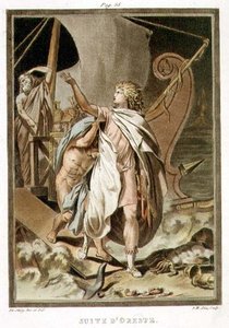 حاشية Orestes ، أزياء لـ "Andromache" لجان راسين ، من المجلد الأول من "البحث عن الأزياء والمسرح لكل الأمم" ، نقش بواسطة بيير ميشيل أليكس (1762-1817) 1802 (نقش ملون)