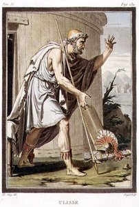 Ulysses ، زي لـ "Iphigenia in Aulis" لجين راسين ، من المجلد الثاني من "البحث عن الأزياء والمسرح لكل الأمم" ، نقش بواسطة أنطوان فرانسوا سيرجنت (1751-1847) 1802 (نقش ملون)