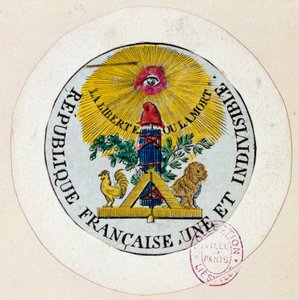 الثورة الفرنسية: ختم يزين رموز الجمهورية والصناعة الحرة. نقش فيليب أوغست هينيكين (1762-1833) 1792 باريس. متحف كارنافاليت